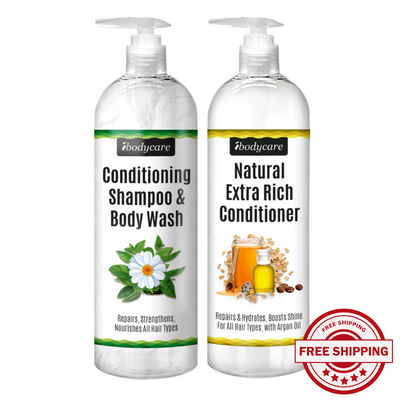 Conditioning Shampoo & Body Wash + Extra Rich Conditioner Set, FREE SHIPPING