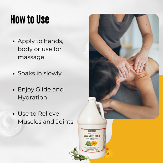 Advanced Glide Organic Hand & Massage Lotion with Arnica and Sage, Gallon