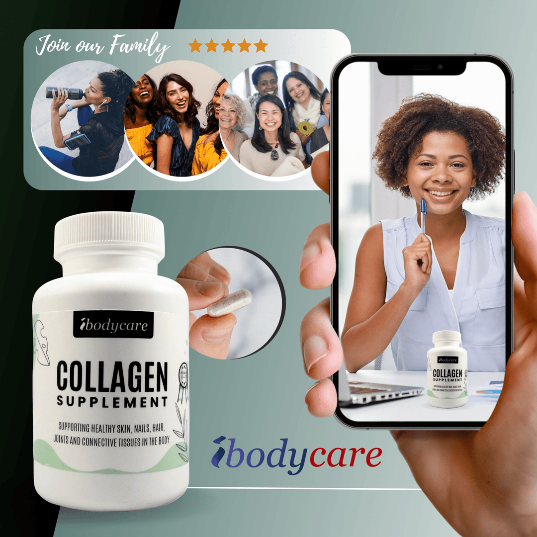 Collagen Supplement, 90 - Count Activated Collagen Capsules + Vitamin C for Hair, Nails, Skin - ibodycare - ibodycare - Single