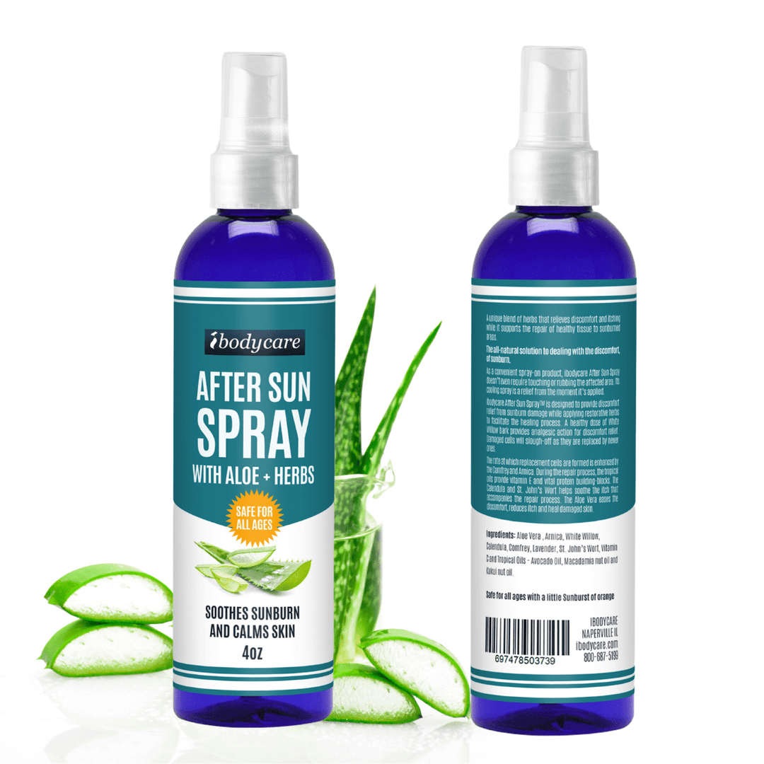 After Sun Spray with Aloe and Herbs, Premium Skin Spray, 4oz - ibodycare - ibodycare - Single 4oz.
