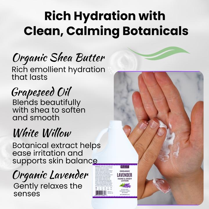 Lavender Organic Hand, Body and Massage Lotion, Gallon
