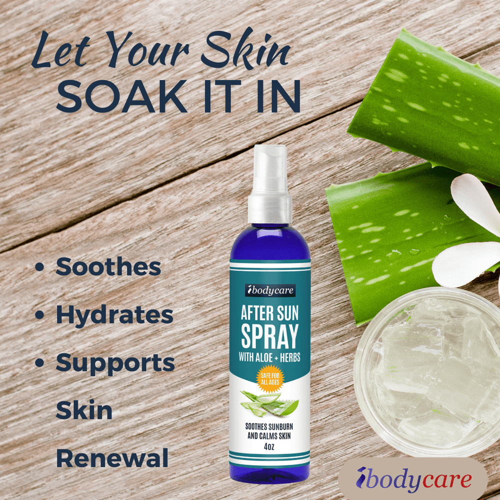 After Sun Spray with Aloe and Herbs, Premium Skin Spray, 4oz - ibodycare - ibodycare - Single 4oz.