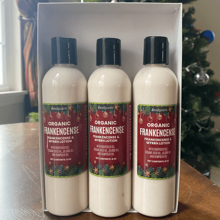 Frankincense And Myrrh Organic Lotion, Three Pack Gift Box ￼