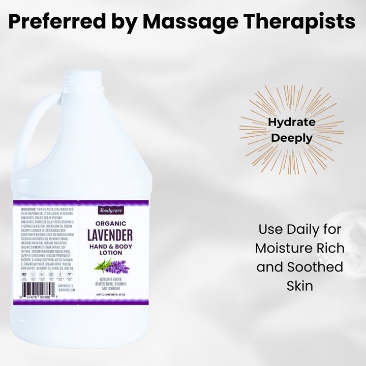 Lavender Organic Hand, Body and Massage Lotion, Gallon