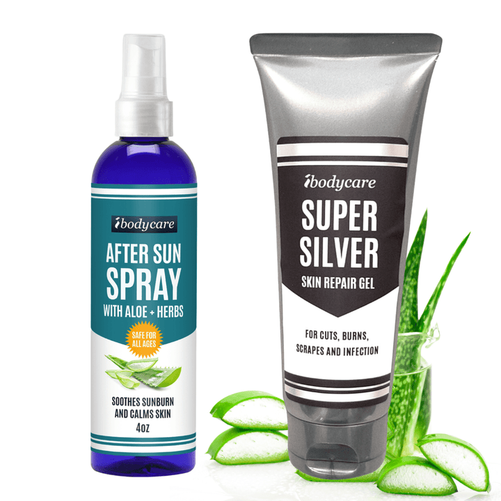 After Sun Aloe + Super Silver Skin Repair Set, 4 Oz Each