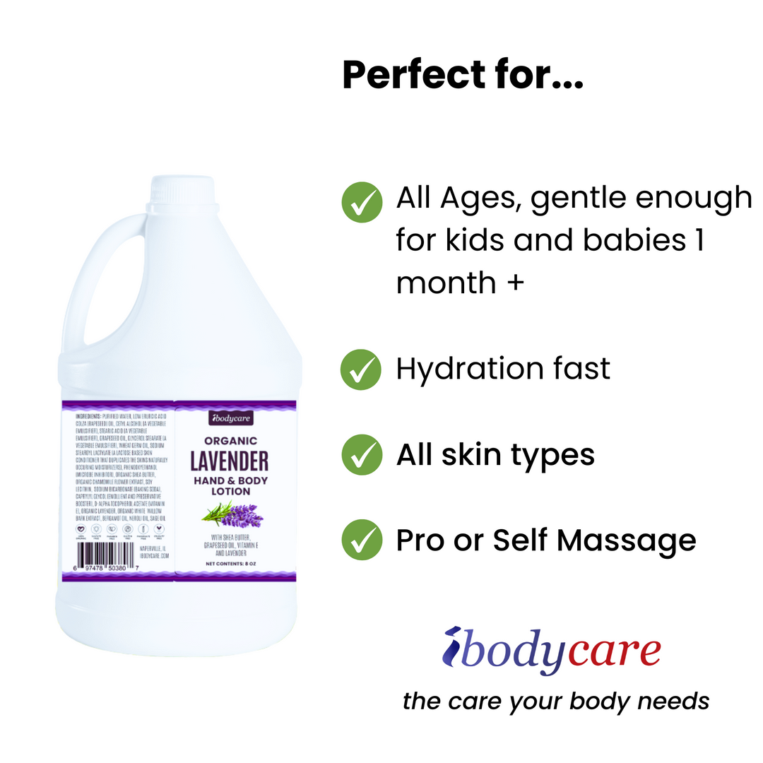Lavender Organic Hand, Body and Massage Lotion, Gallon