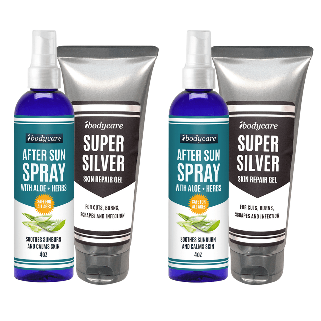 After Sun Aloe + Super Silver Skin Repair Set, 4 Oz Each