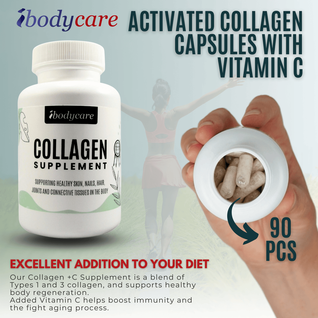 Supplements - Collagen Supplement, 90-Count Activated Collagen Capsules + Vitamin C For Hair, Nails, Skin