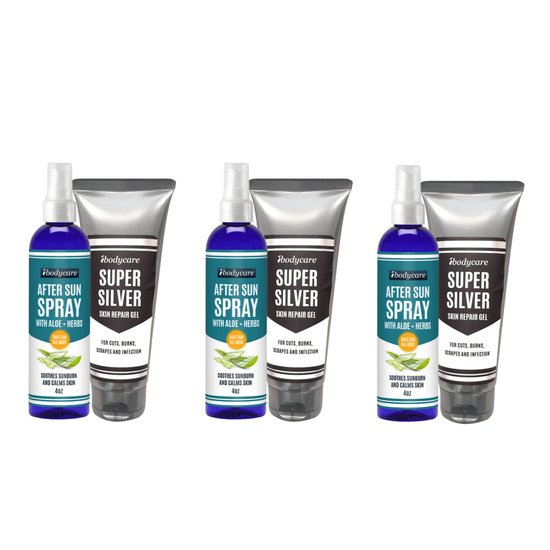 After Sun Aloe + Super Silver Skin Repair Set, 4 Oz Each