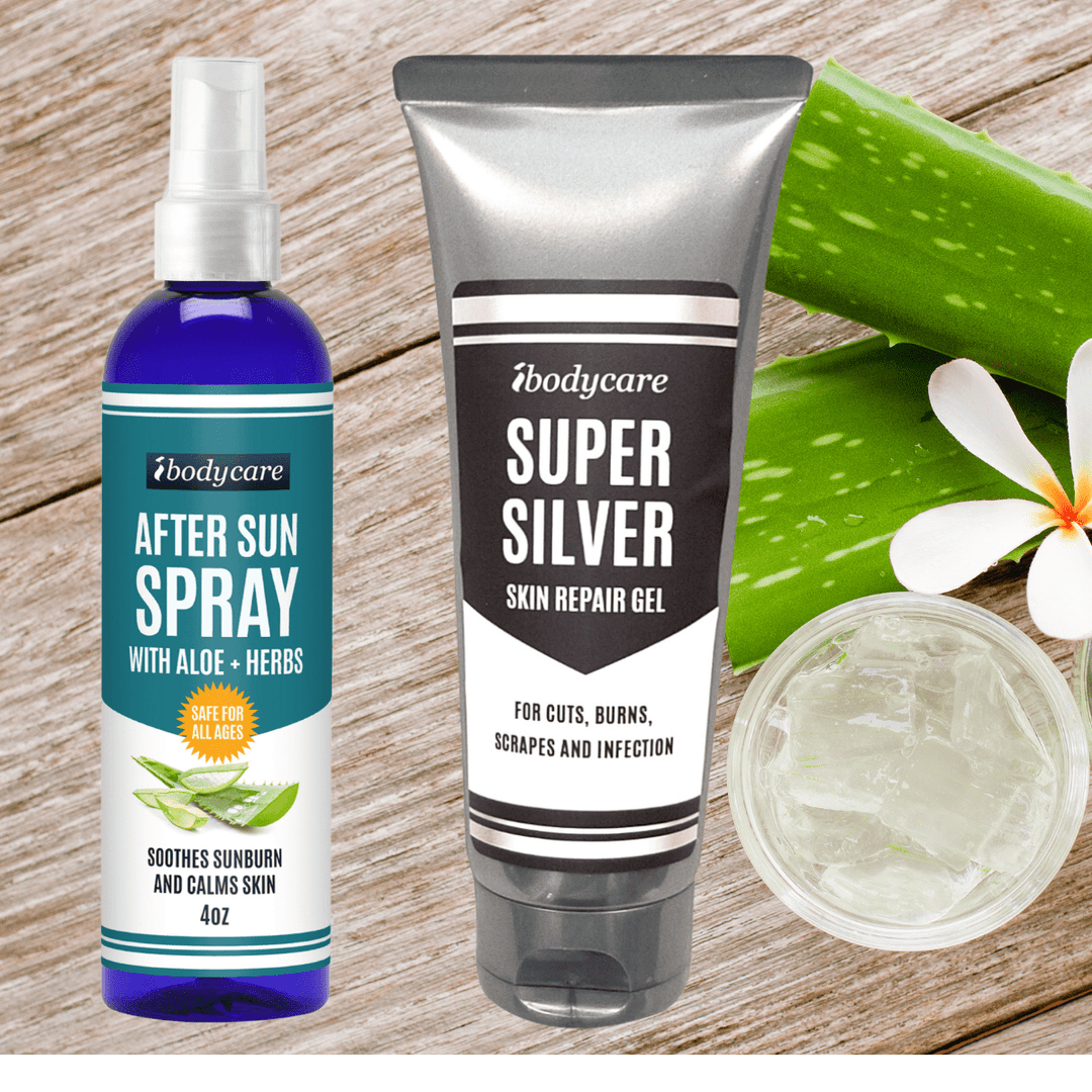 After Sun Aloe + Super Silver Skin Repair Set, 4 Oz Each