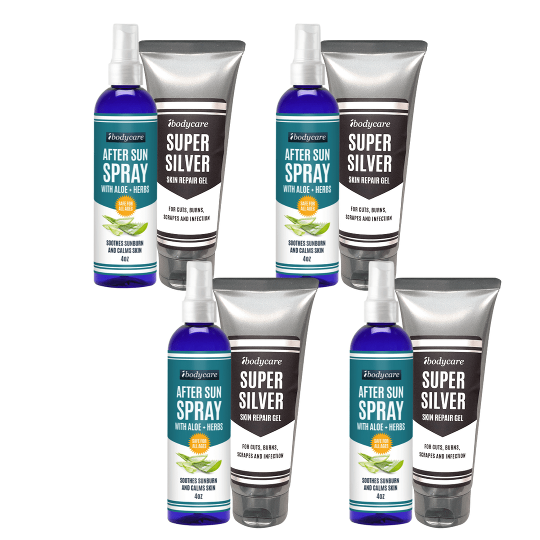 After Sun Aloe + Super Silver Skin Repair Set, 4 Oz Each