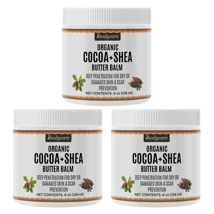 Cocoa + Shea Butter Organic Body Balm, 8 oz - ibodycare - ibodycare - Three Pack