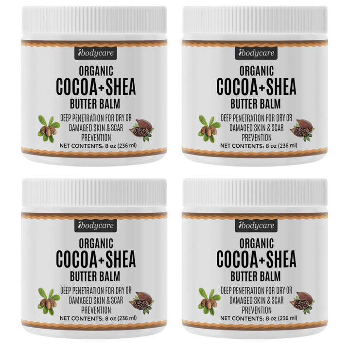 Cocoa + Shea Butter Organic Body Balm, 8 oz - ibodycare - ibodycare - Four Pack