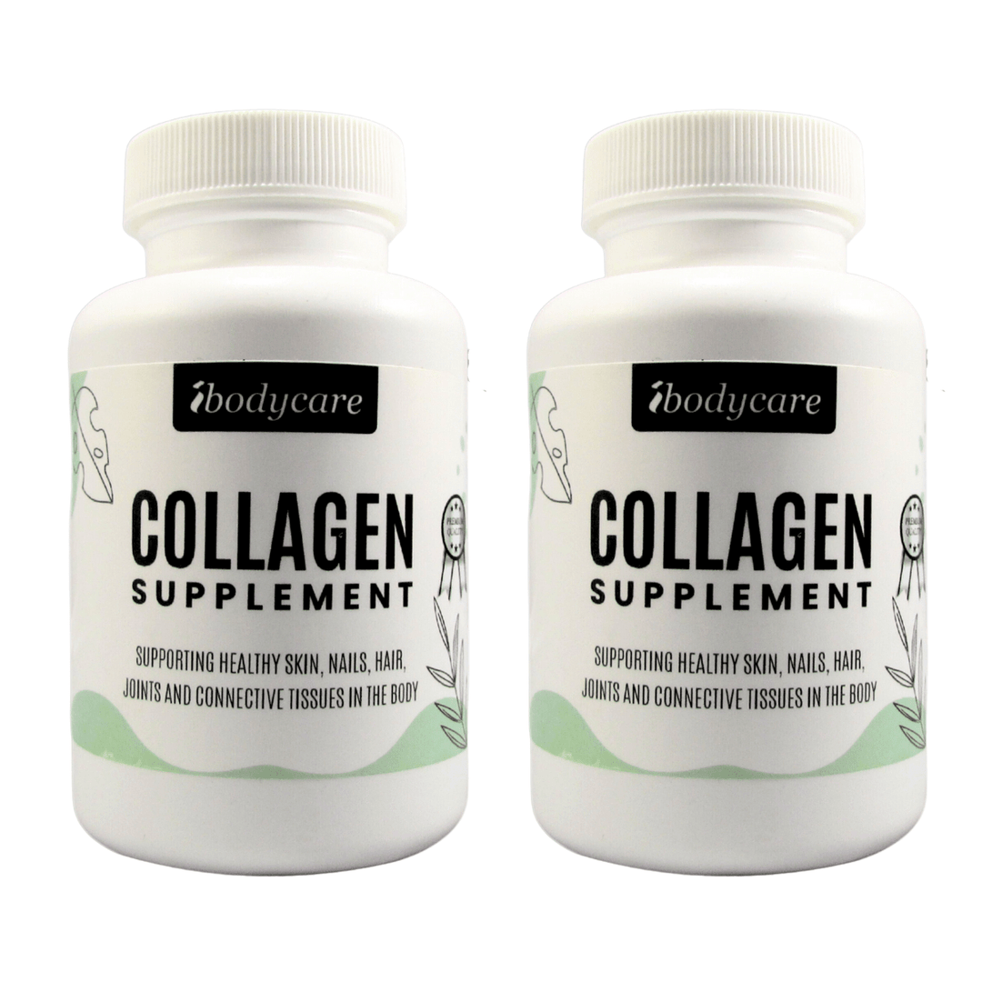 Collagen Supplement, 90 - Count Activated Collagen Capsules + Vitamin C for Hair, Nails, Skin - ibodycare - ibodycare - Two Pack