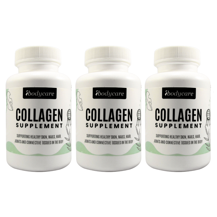 Collagen Supplement, 90 - Count Activated Collagen Capsules + Vitamin C for Hair, Nails, Skin - ibodycare - ibodycare - Three Pack