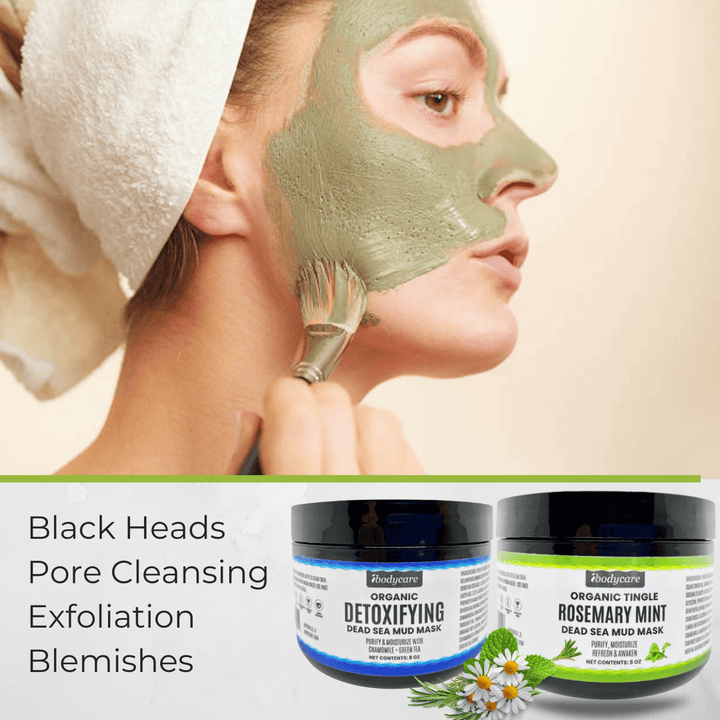 Dead Sea Mud Mask Set, with Kaolin Clay, Green Tea & Hydrating Oils - ibodycare - ibodycare - 1 Detox + 1 Rosemary Mint Mud Mask