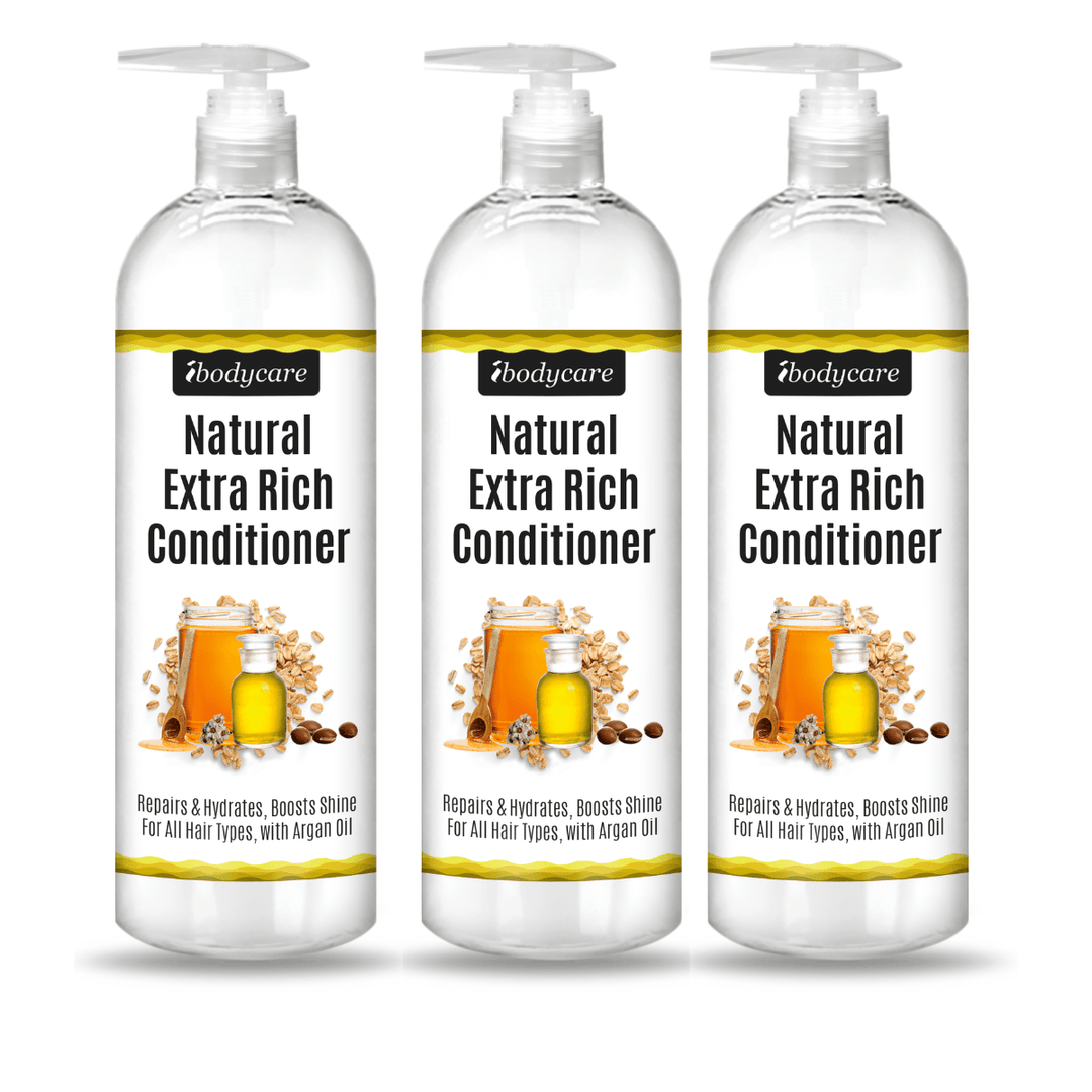 Extra Rich Natural Conditioner, Hydrating, Refining, Safe for Color Treated Hair, 16 - oz - ibodycare - ibodycare - Three - Pack