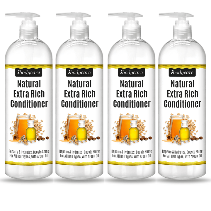 Extra Rich Natural Conditioner, Hydrating, Refining, Safe for Color Treated Hair, 16 - oz - ibodycare - ibodycare - Four - Pack