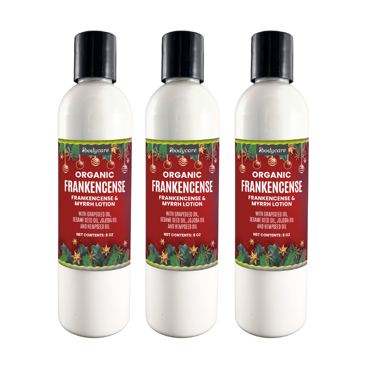 Frankincense and Myrrh Organic Lotion, Three Pack Gift Box ibodycare