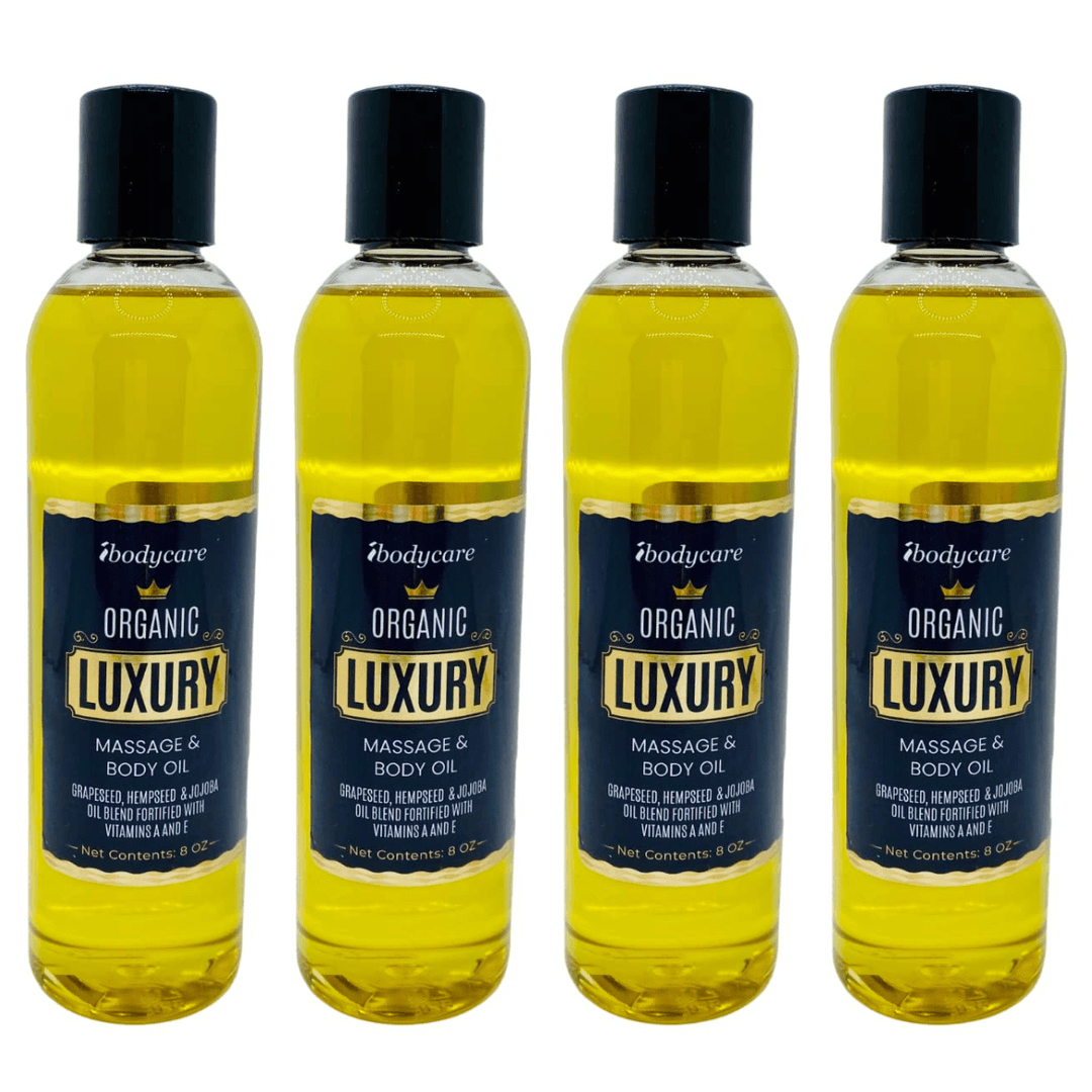 Luxury Organic Face, Body and Massage Oil, 8 oz - ibodycare - ibodycare - Four - Pack