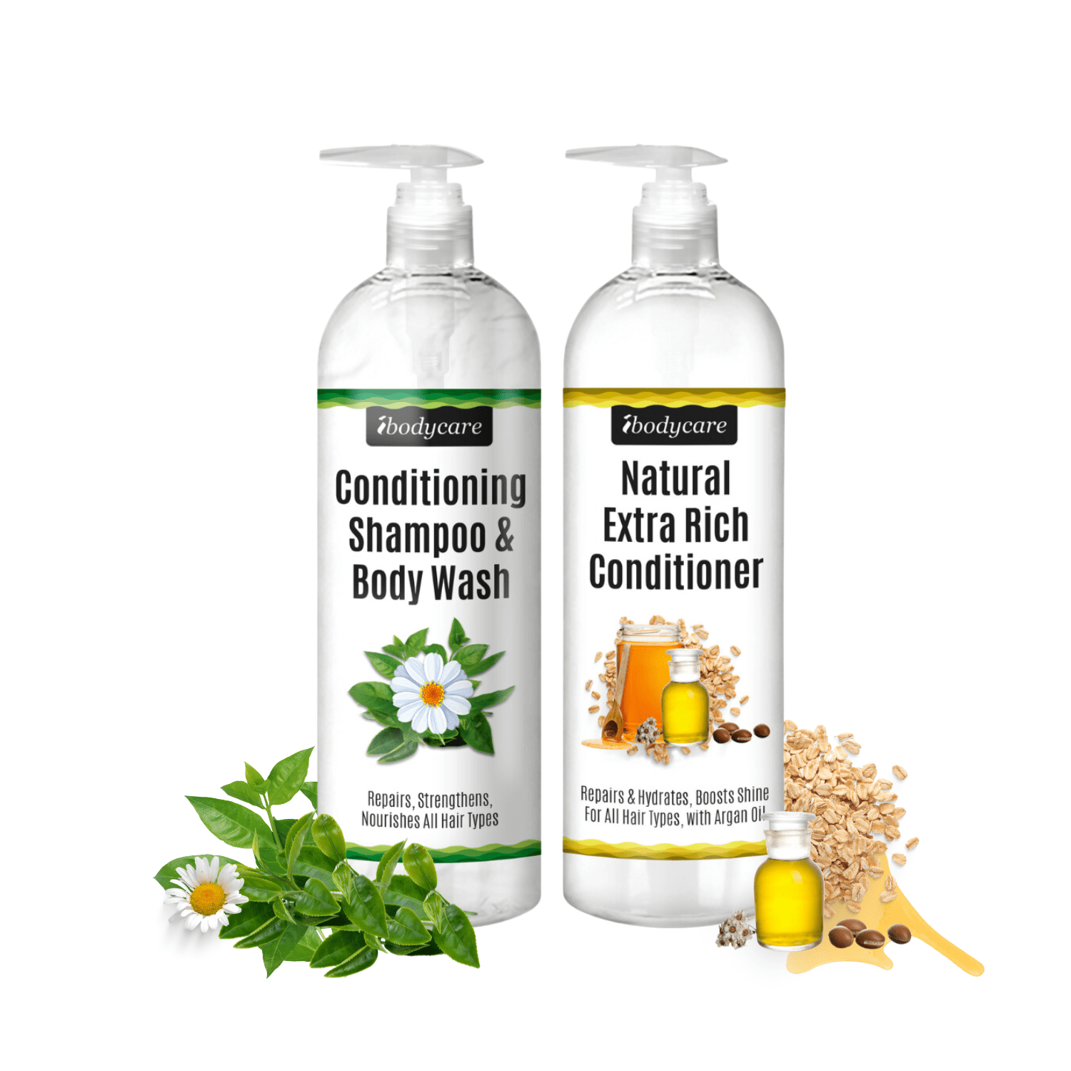 Conditioning Shampoo, Body Wash, and Extra Rich Conditioner Set for All Hair Types - ibodycare - ibodycare - Shampoo & BodyWash + Conditioner