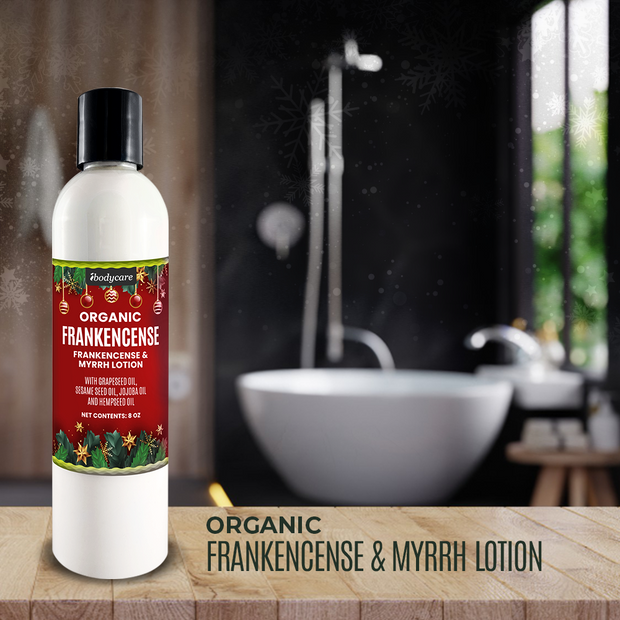 Frankincense and Myrrh Organic Lotion by Sink