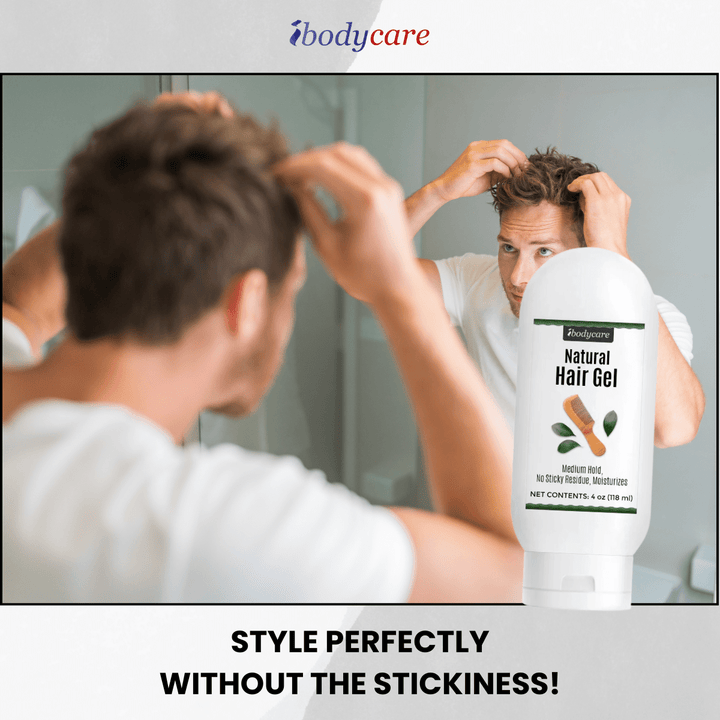 Hair Styling Gel, Medium Hold, 4 oz, Natural No - Residue Formula - ibodycare - ibodycare - Single