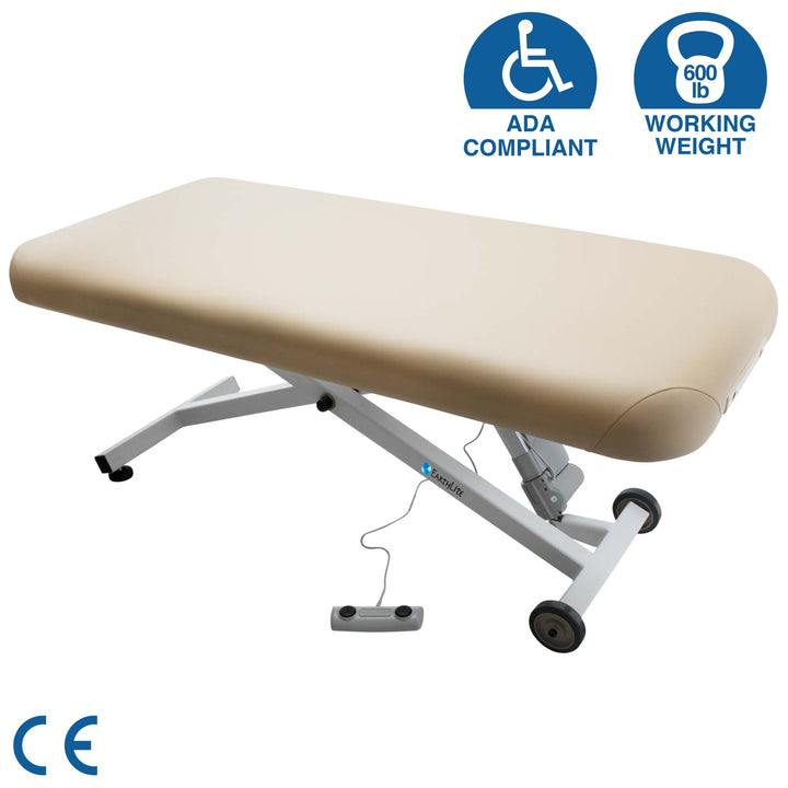 Custom Ellora™ Electric Lift Massage Table Flat Vanilla Creme ADA