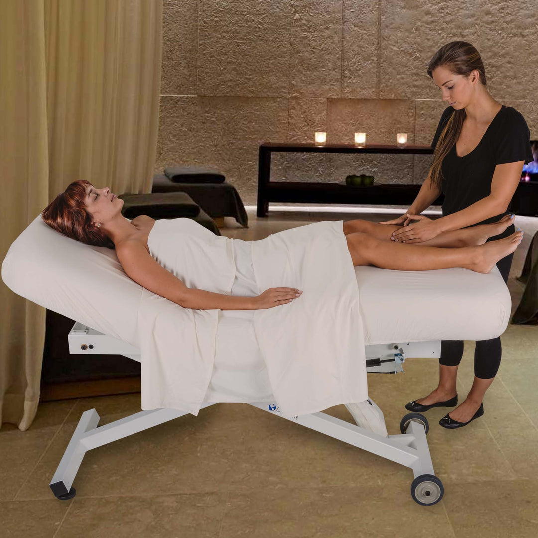 Ellora™ Custom Electric Lift Massage Table - Flat, Manual Tilt, Electric Tilt, Salon & Vista Options | 2 - 4 Week Lead Time | ADA Compliant | Pro - Plush™ Cushioning - ibodycare - Earthlite - Flat