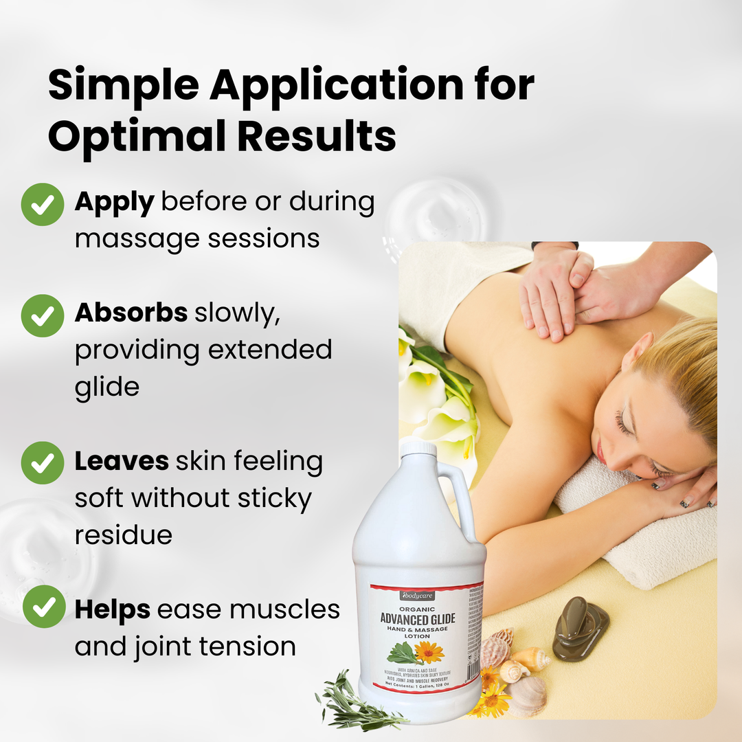 Advanced Glide organic hand and massage lotion arnica sage gallon natural formula ibodycare