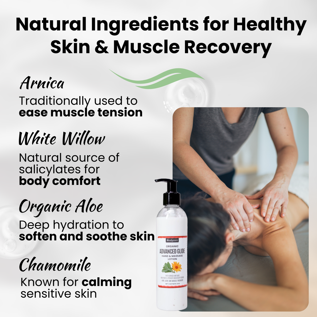 Advanced Glide organic hand and massage lotion arnica sage natural formula ibodycare