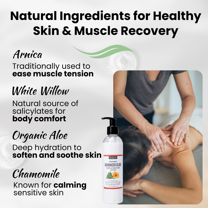 Advanced Glide organic hand and massage lotion arnica sage natural formula ibodycare