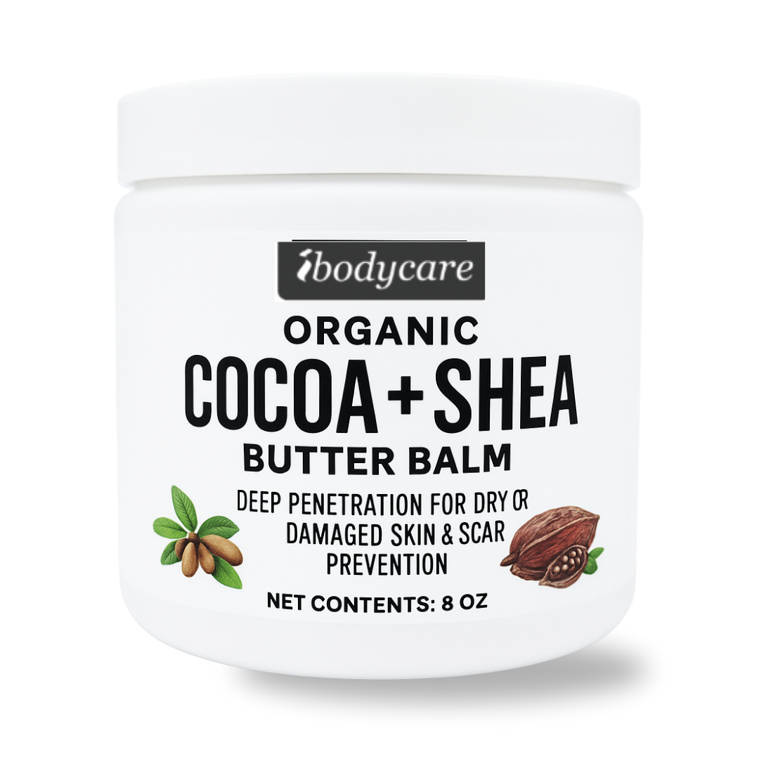 ibodycare cocoa butter body balm organic natural ingredients close up