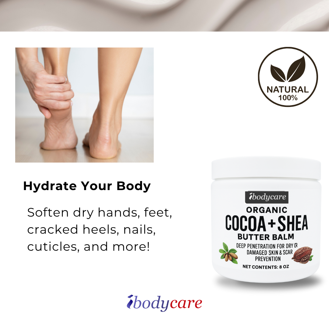 cocoa shea butter body balm paraben free clean formula for scars stretch marks ibodycare