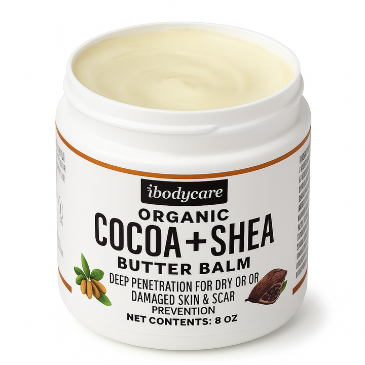 ibodycare cocoa shea butter organic body balm for scars and stretch marks paraben free 8 oz