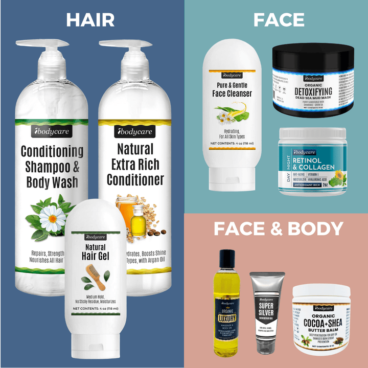 Organic Hair, Face, And Body Care Bundle: Luxurious, Clean Skin And Hair Care For The Whole Family