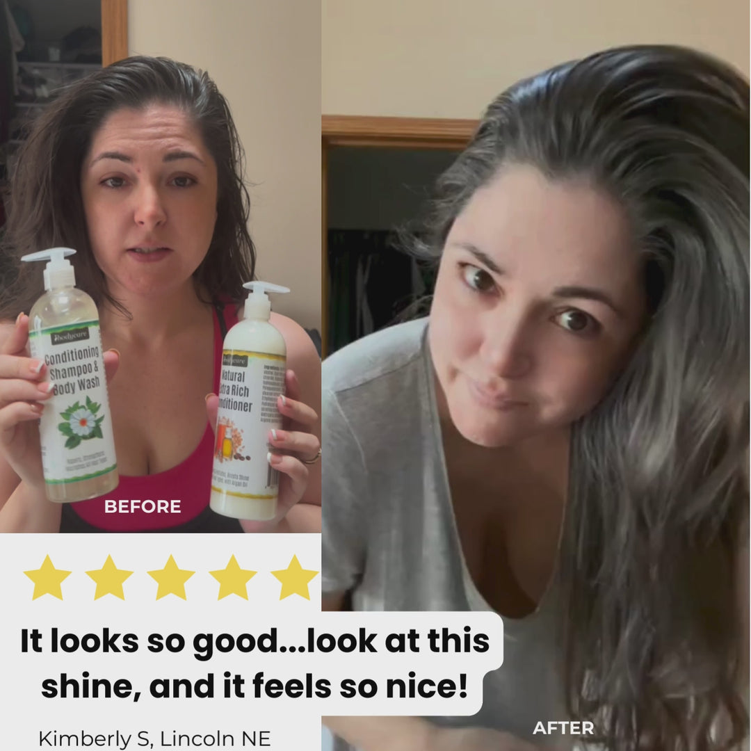 Shampoo, Conditioner & Hair Gel Set, All Natural, Hydrating Shine