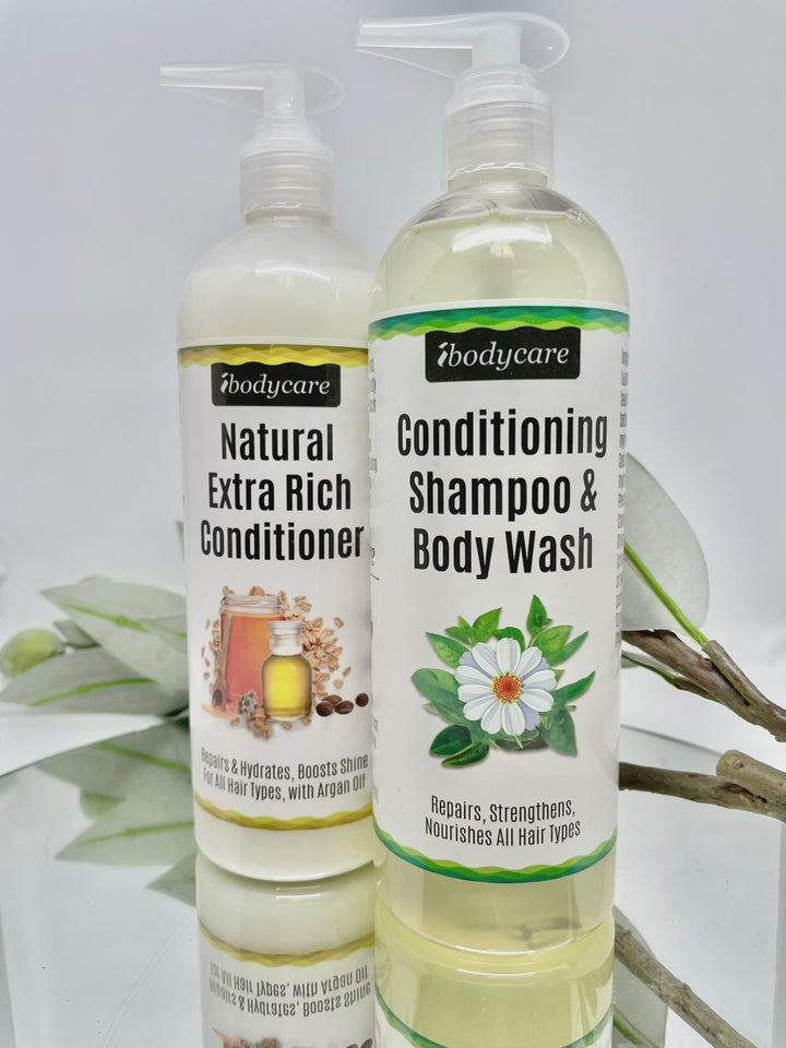 Shampoo, Conditioner & Hair Gel Set, All Natural, Hydrating Shine